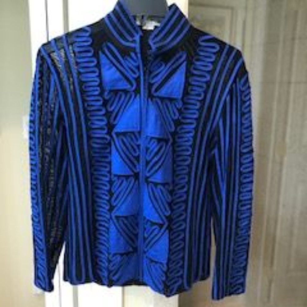 Black Joseph Ribkoff jacket with blue trim
